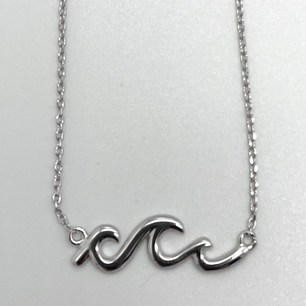 Sterling Silver Sea / Ocean Wave Necklace - 925 - 15" - 17"